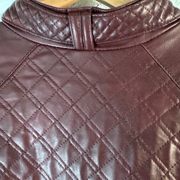 Ci Sono Cavalini Women Jacket Faux Leather Quilted Full Zip-Up Burgundy Size M - Picture 7 of 14